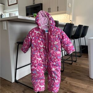 Columbia Pink Patterned Baby Snowsuit